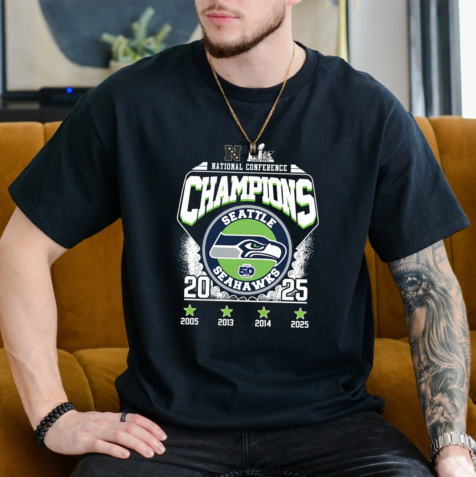 NFC Championship Seattle Seahawks Go Super Bow LX T-Shirt