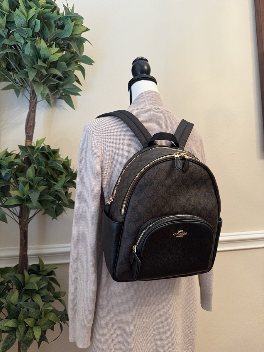 NWT COACH COURT BACKPACK In Signature Canvas Brown/Black | eBay