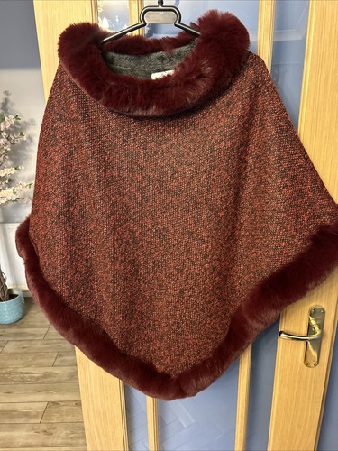 Gerard Pasquier Poncho Cape Knitted Outer Fleece Inner One Size - Picture 2 of 9