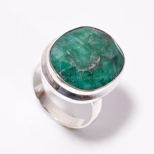 Natural Green Sapphire Ethnic Band Christmas Gift Promise Ring Size 8 925 Silver