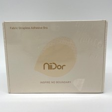 Niidor Womens Adhesive Strapless Bra D Cup Nude Backless Fabric Silicone