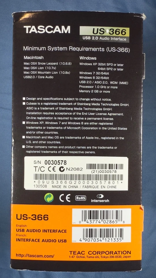 TASCAM US-366 4-In/6-Out or 6-In/4-Out USB Audio Interface - Image 3 of 4