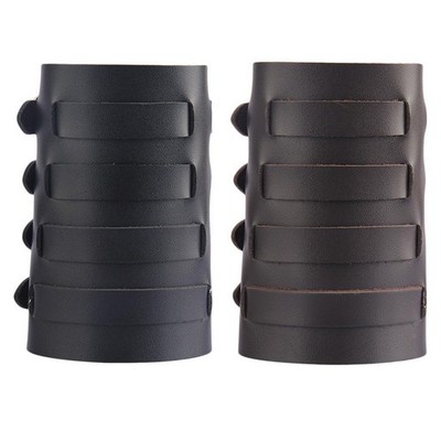 Mens PU Leather Wide Cuff Wrap Wristband Fastening Arm Cuff