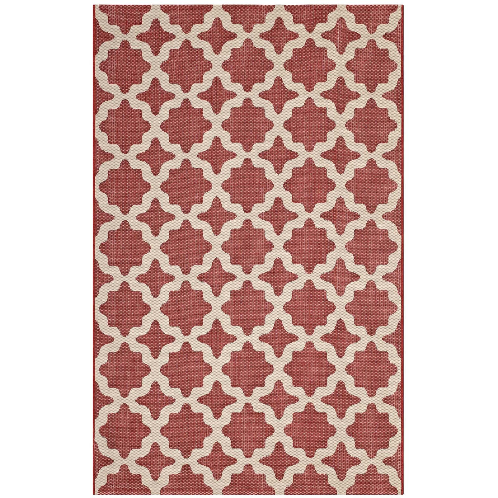 Cerelia Moroccan Trellis 5x8 Indoor and Outdoor Area Rug - Red and Beige