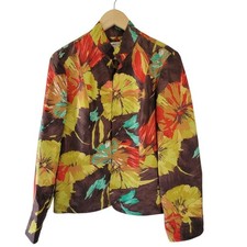 Coldwater Creek Multi Floral 100 Silk Open Front Jacket Sz S Quite Luxury Fairy