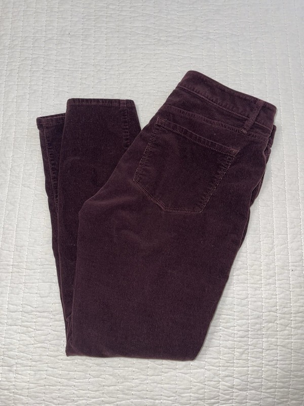 Ann Taylor Loft Women Corduroy Plum Burgundy Wine Pants  Size 29/8 Curvy Skinny