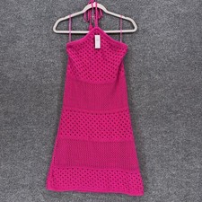 Old Navy Dress Women Small Pink Crochet Halter Neck Tassel Mini Summer NEW