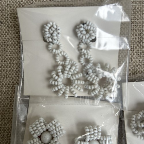 Vintage - 13 paia di orecchini - perle di semi cechi bianchi con accenti argento - Foto 11 di 16