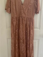 Socialite Lace Overlay Maxi Dress L Blush Choker Boho Floral