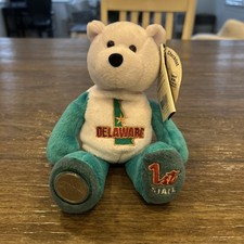 Limited Treasures United States Delaware 1 Plush Coin Footed Bear Embroidered
