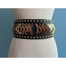 BEBE Wide Studded Faux Leather Stretch Waist ...