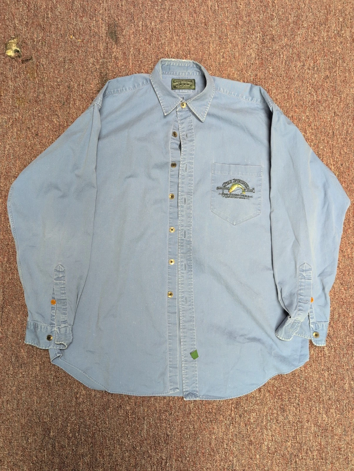 Vintage Polo Country Ralph Lauren Sportsman Shirt Size L Fishing Tackle Trout