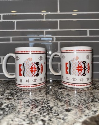 Alder Creek Coffee Tea Mugs Christmas Winter Mittens Red White - Set Of 2