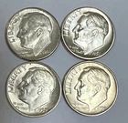 4 Silver dimes 1946, 51, 52 d & 53d Roosevelts Uncirculated