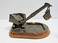 Vintage 1950s Lorain Copper Excavator Track Crane Shovel  Ashtray Cab Pivots