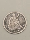 1891-S Seated Liberty Silver Dime 10c - San Francisco Mint