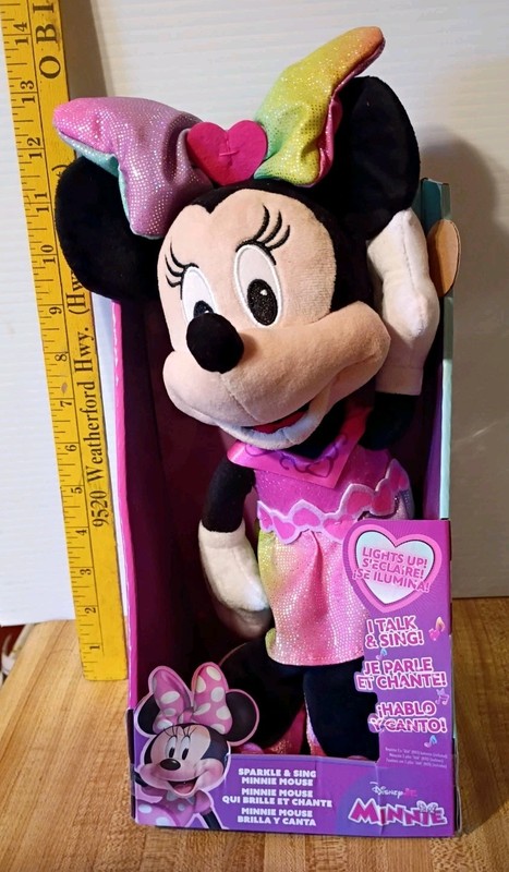 Disney Junior Minnie Plush "Bow Lights Up" Rainbow Singing Minnie 🎀 New In Box!