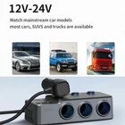 120W 8in1 Car Cigarette Lighter 4Socket USB-C QC Fast Charging Multi Plug Switch