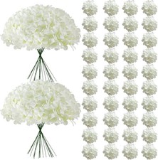 65Pcs White Hydrangea Artificial Flowers Bulk  Realistic Silk Fake Flowers