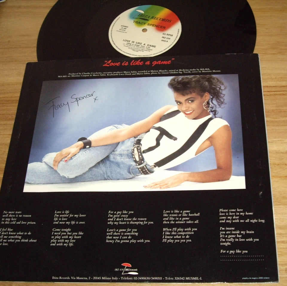 TRACY SPENCER *EU 1st Press 12'' MAXI SINGLE ' LOVE IS LIKE A GAME ' 1986 VGC - Image 2 of 2