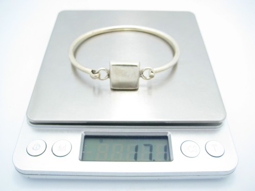 Sterling Silver 15mm Square ID Cuff Bangle Bracelet - Picture 5 of 6