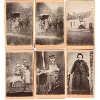 Lot 6 Fotos CDV Französisches Café La Capelle Aisne Kaffeemaschine Handwerk um 1890
