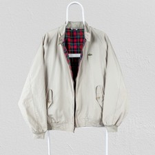 Vintage Izod Lacoste Beige Harrington Jacket Tartan Mens Size Large