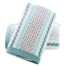 Hand Towels Set of 2 Striped 100 Cotton Soft Absorbent Green Decorative