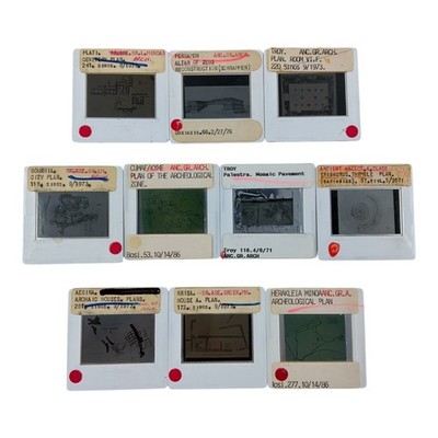 Lot of 10 Vintage Greek Architecture 35mm Slides Plans Troy Pergamon Sites Ruins