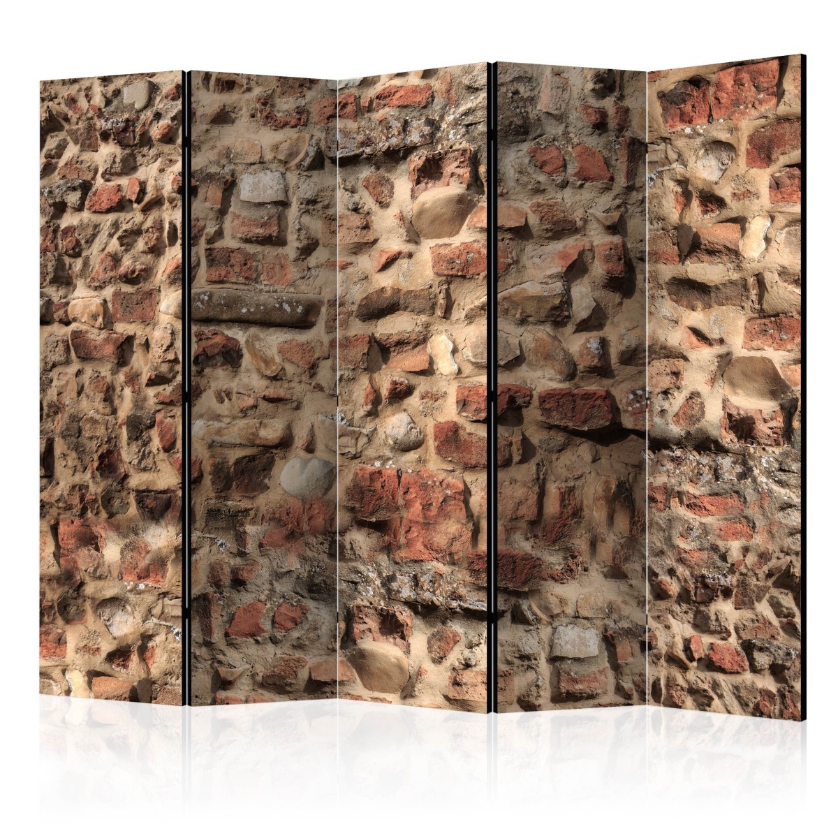 Paravent 5 volets esprit d autrefois 172x225cm brise vue de caractere pour loft