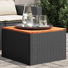 Garden Table Black and Brown PE Rattan Compact Durable