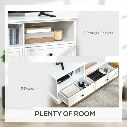 HOMCOM TV Stand with Drawers Shelves and Cable Management, for 45" TVs, White - Picture 7 of 11
