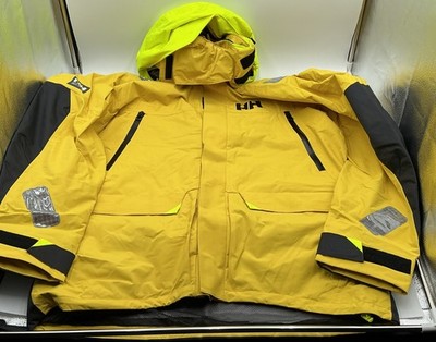 Helly Hansen Men's WP Hooded Ægir Race Sailing Ski Jacket Yellow Size: 2XL