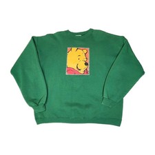Vintage 90s Disney Store Winnie the Pooh USA Made Green Crewneck Sweatshirt XL