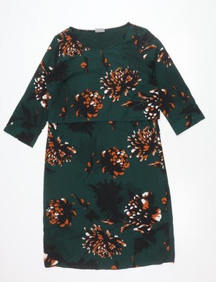 Mamalicious Umstandskleid Damen grün Blumen Etuikleid Größe M 3/4 Arm