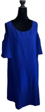 Eliza J - Blue stretch cold-shoulder Flutter sleeve dress, sz 18W, Fully Lined