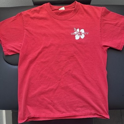 Trader Joe's Red Hibiscus Logo Graphic T-Shirt Unisex M Crew Neck Short Sl
