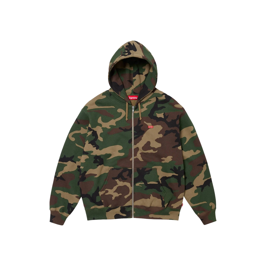 Sweat à capuche zippé Supreme petite boîte camouflage Woodland   24FW