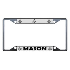 Mason Moson Black Metal License Plate Frame Holder Four Holes
