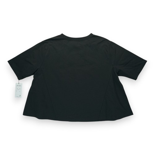 NWT Women's T-Shirt Textured Letters Black Short Sleeve Crew Neck Size M-L - Picture 2 of 5