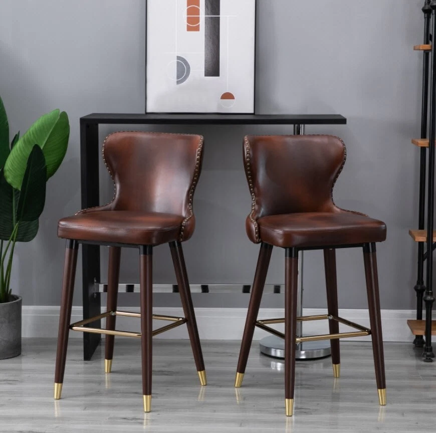 Leather counter shop height dining chairs
