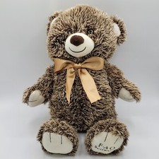 FAO Schwarz Teddy Bear Plush Brown Cream Shaggy Stuffed Animal Toy 18" 2015 Bow