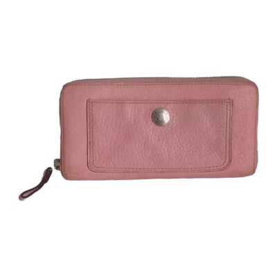 Coach Womens Pebbled Light Pink Leather Zip Wallet Clutch  display picture 1