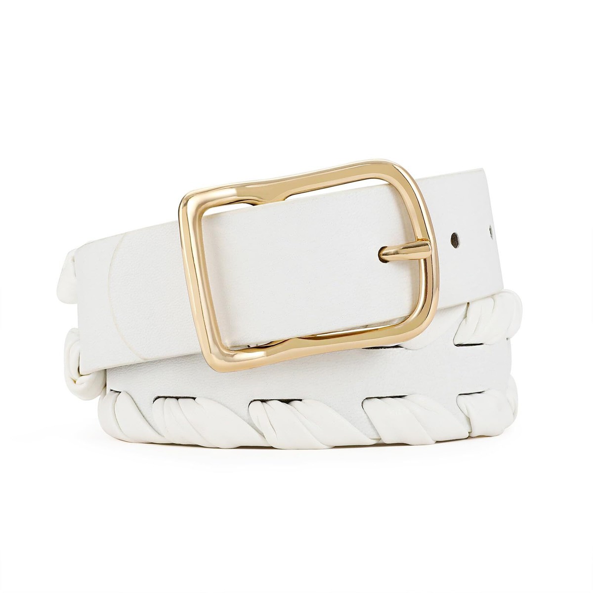 White belt Fashion Knot Belt for Women White Leather Waist Belt