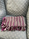Chunky Knit Fuzzy Scarf Pink Magenta Grey 16” x 80” Knotted Fringe — photo 3
