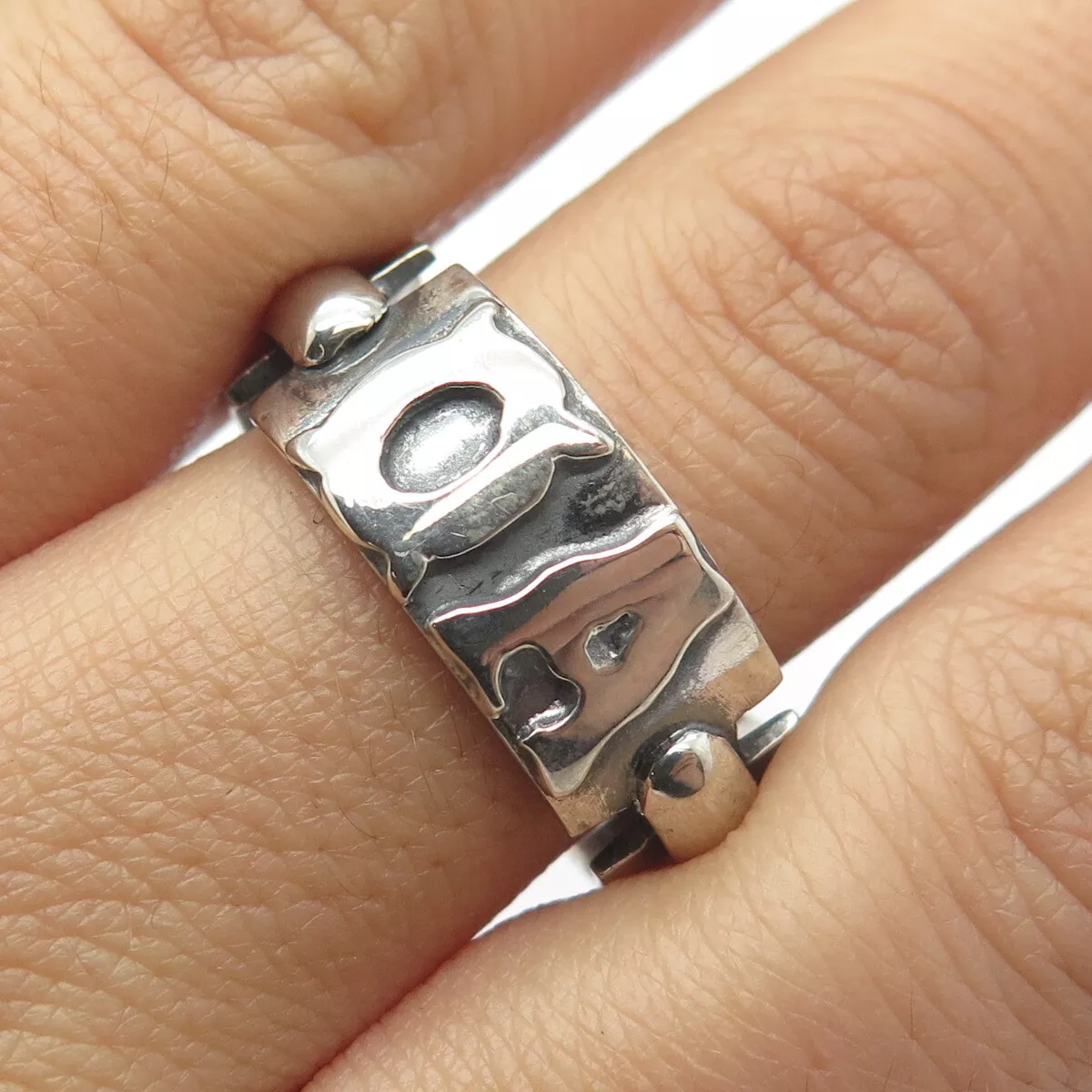 925 Sterling Silver Vintage Chain Band Ring Size 11.25