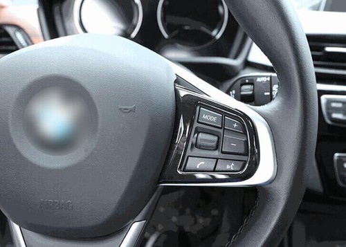 For BMW 2 Series Touring 15-19 Black Wood Grain Steering Wheel Switch Cover Trim - Picture 5 of 6