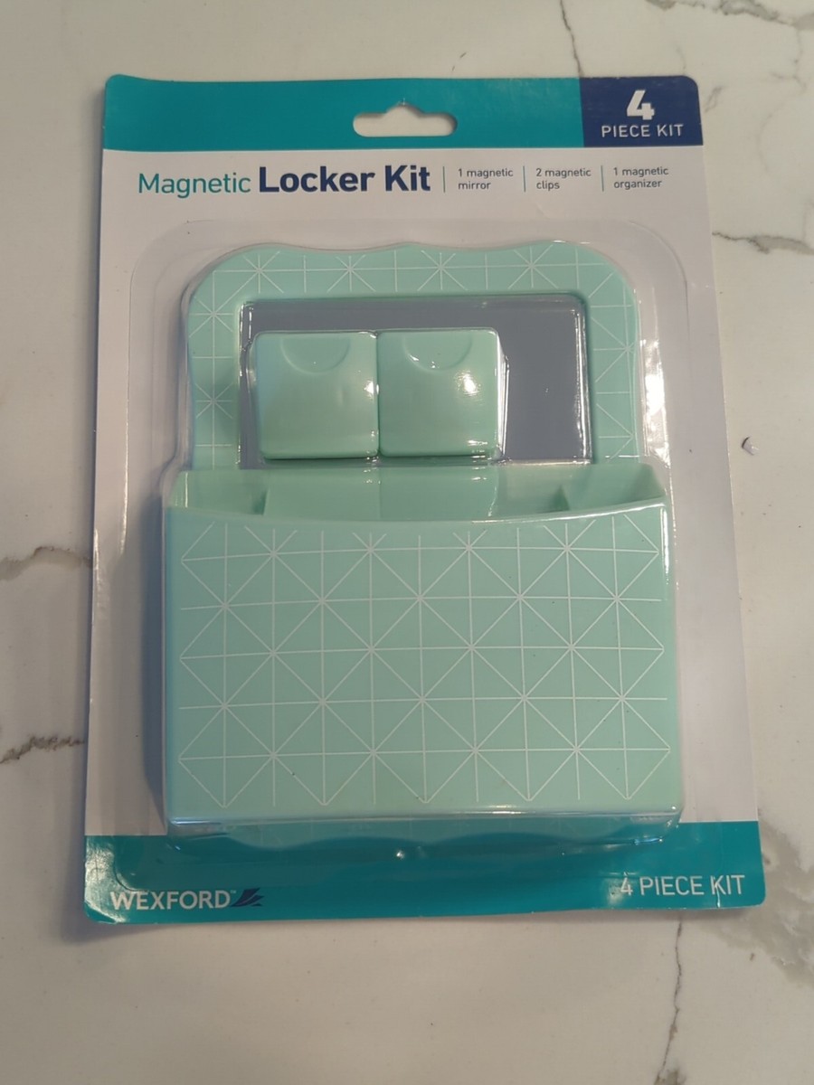 4 Piece Magnetic Locker Kit Mint Green Magnetic Mirror 2 clips