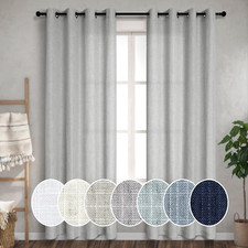 Light Grey Linen Curtains 90 Inches Long for Living Room 2 Panels Grommet Long D