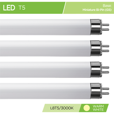 Konideke 8-Pack F8T5/WW Fluorescent Tubes – 12 Inch, 8W, Warm White 3000K, G5 Mini Bi-Pin, 460 Lumens, Non-Dimmable, For Under-Cabinet & RV Lighting
